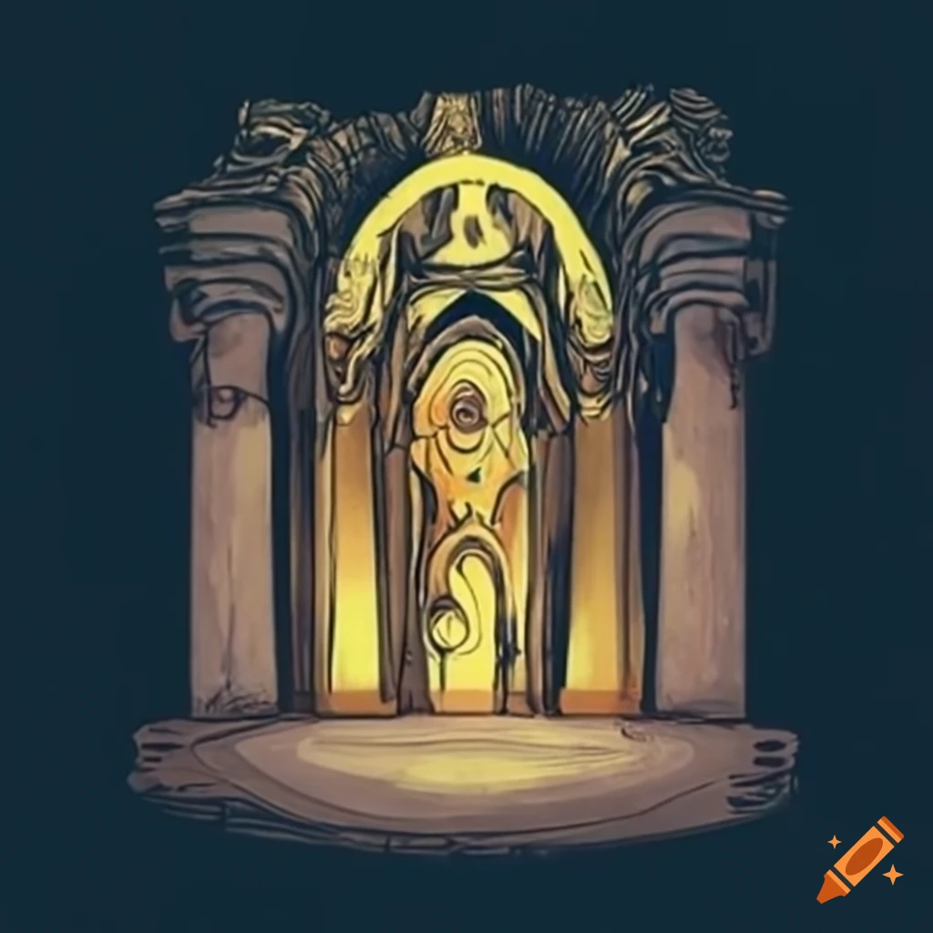 Golden statues in an underground tomb