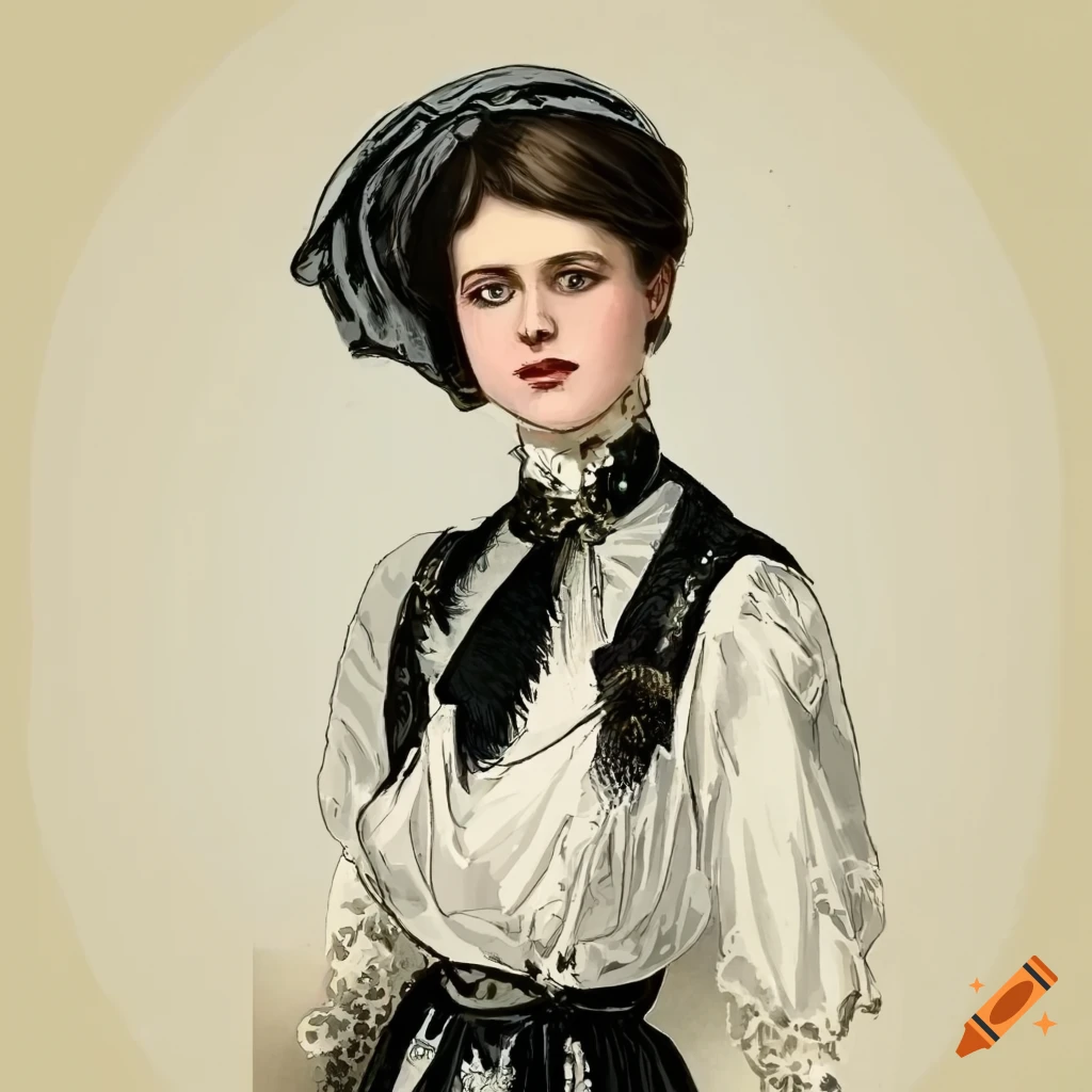 illustration of a stylish woman in an Edwardian outfit