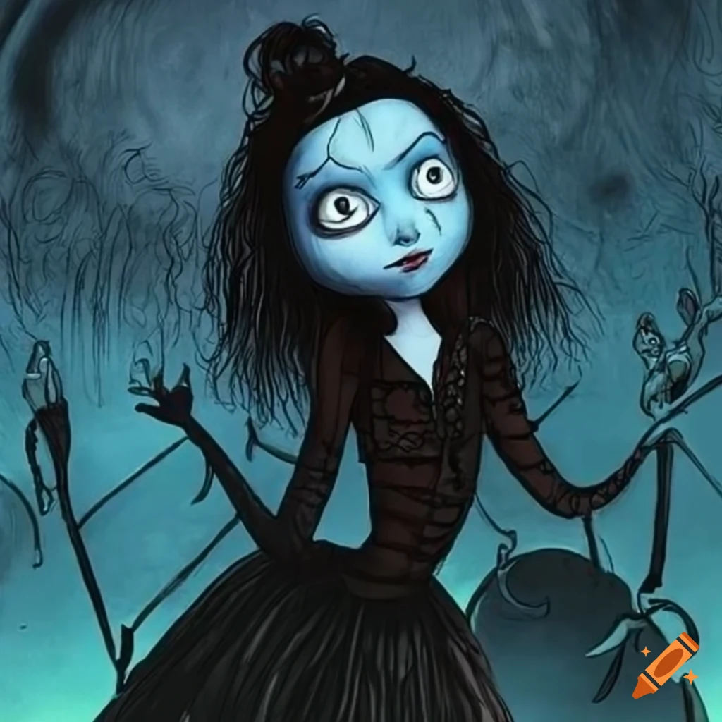 artistic depiction of Amy Lee in Tim Burton's style