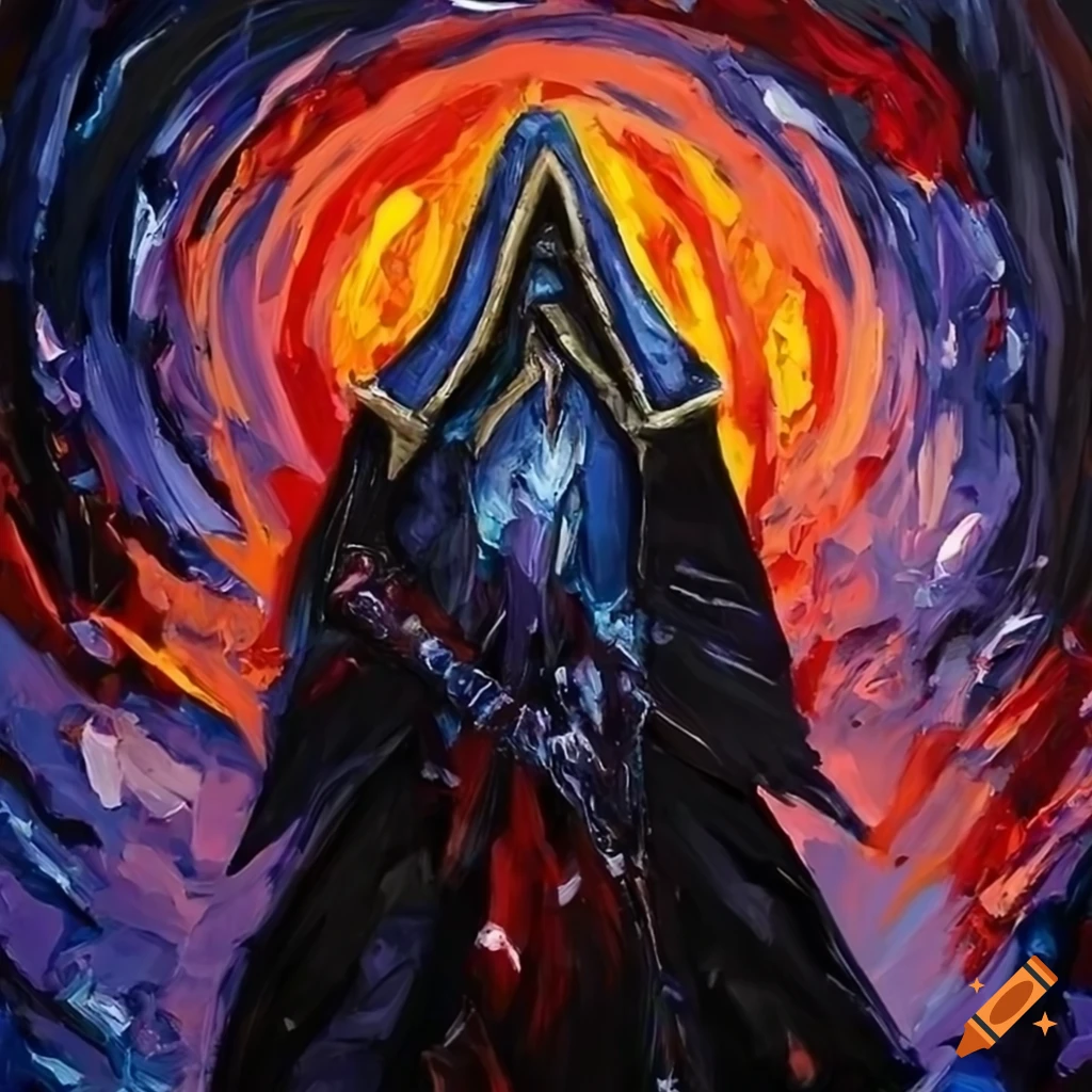 Palette knife painting of a mage in Skyrim on Craiyon