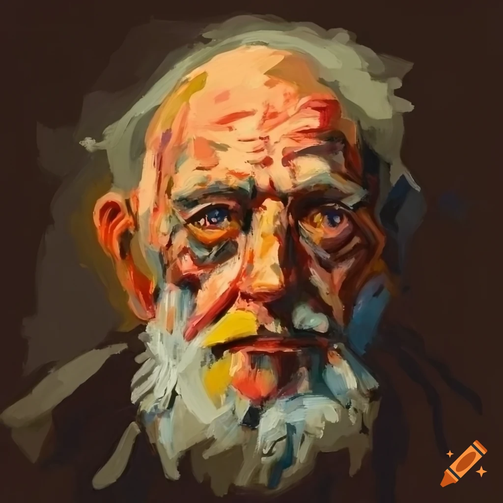 portrait of an old man in expressionist style