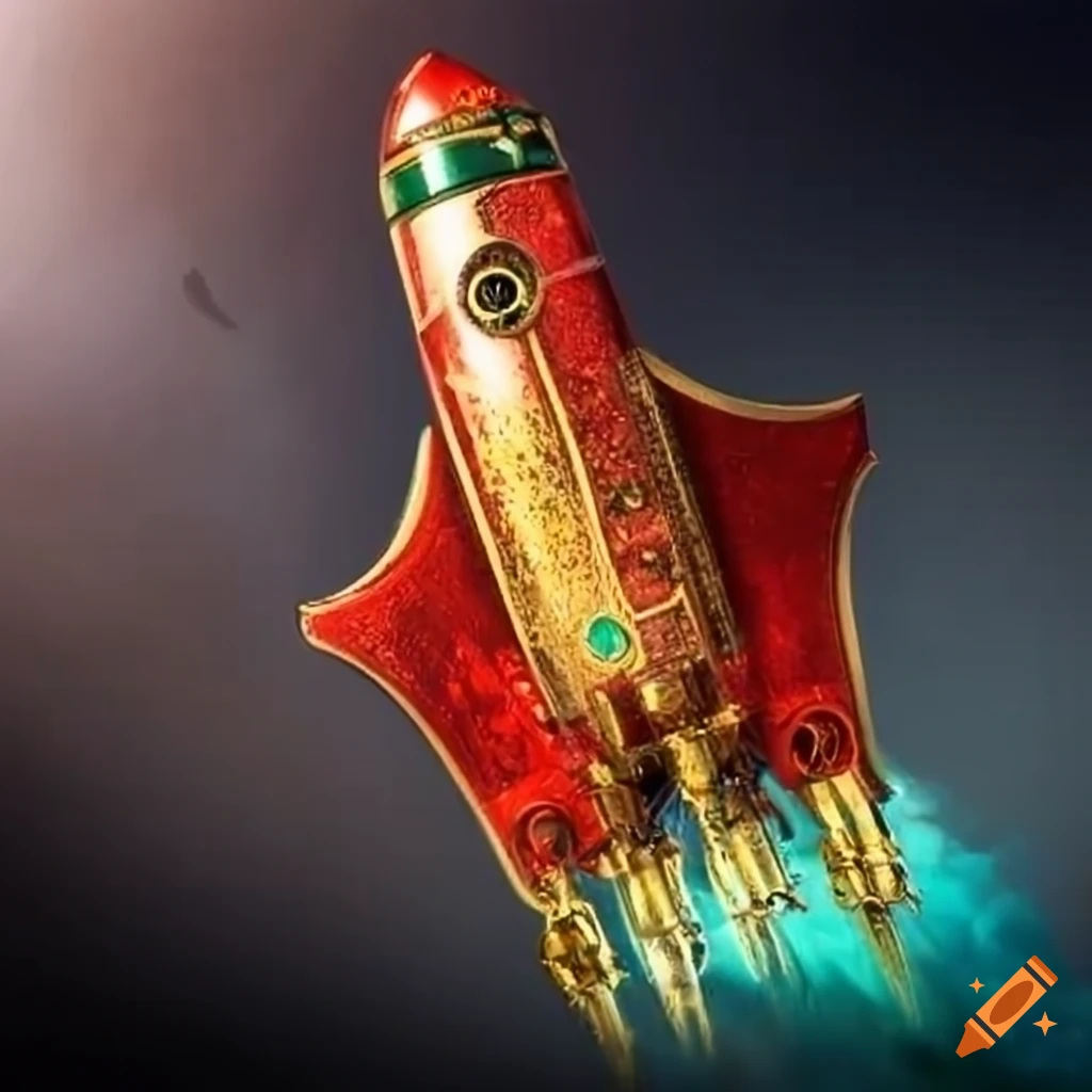 steampunk rocket ship ready for launch