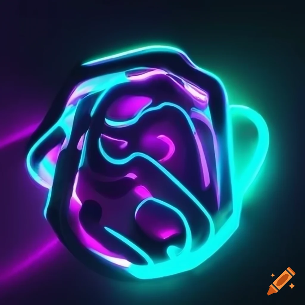 neon rose in a cyber futuristic style