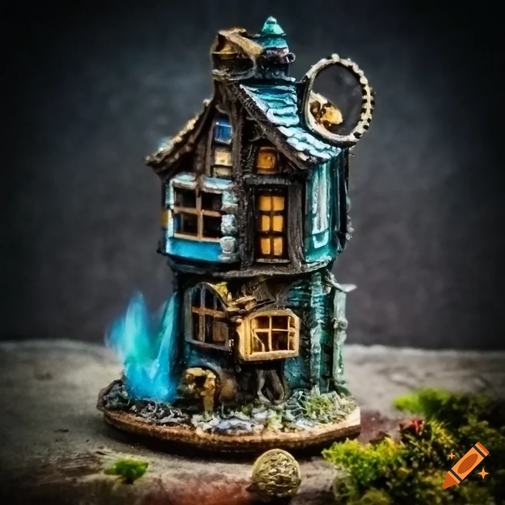 Photo of a steampunk cyberpunk fairy house