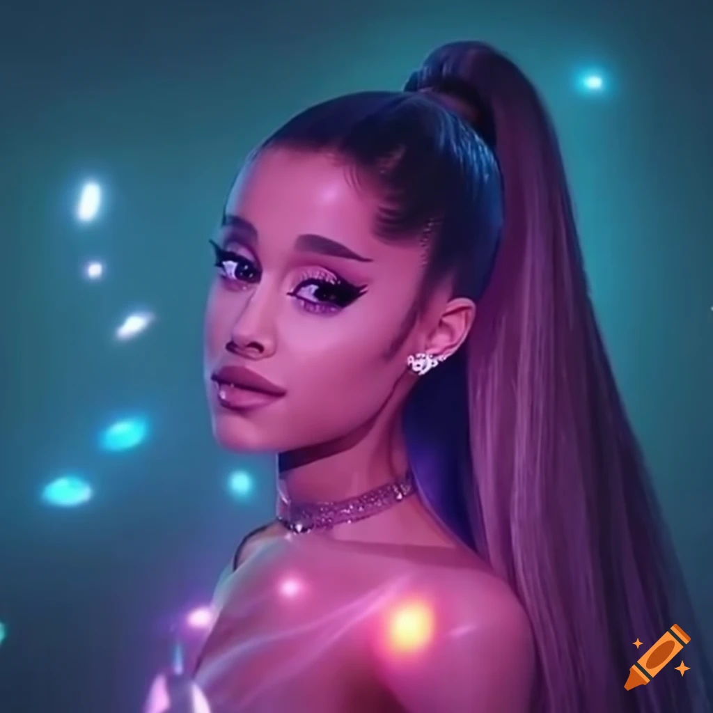 Ariana Grande with glowing aura and crystal
