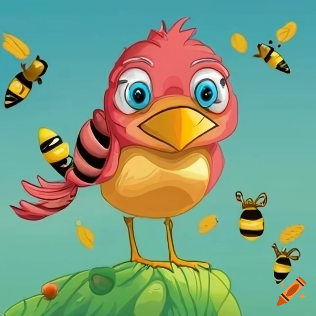 cartoon-bird-with-bees