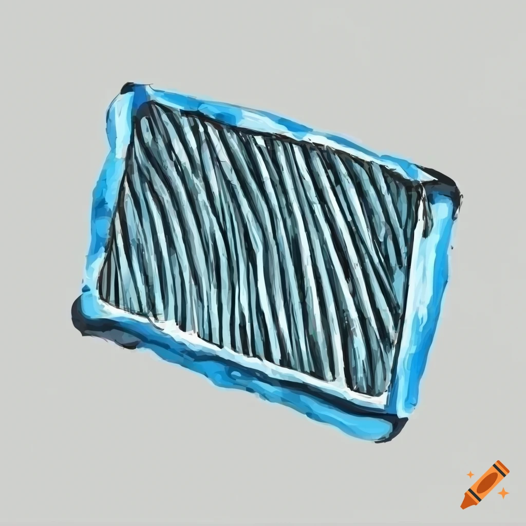 Handdrawn watercolor illustration of a car air filter on Craiyon