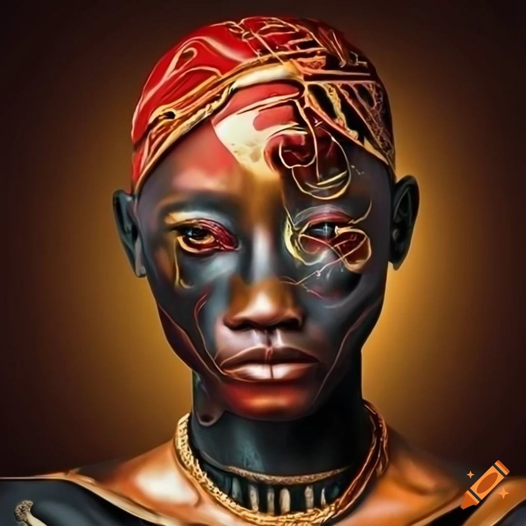 abstract cyborg art inspired by African tribe