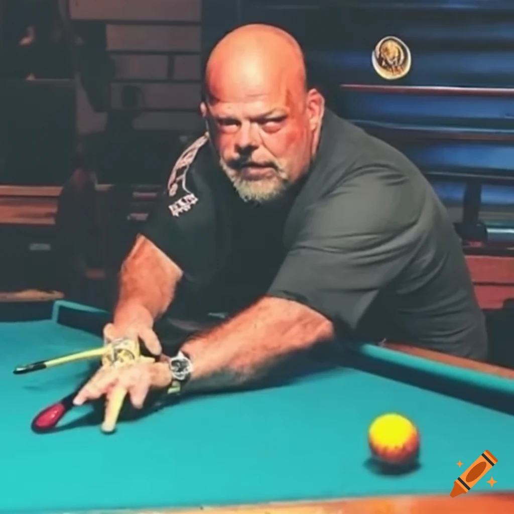 Rick harrison playing pool in his pawn shop