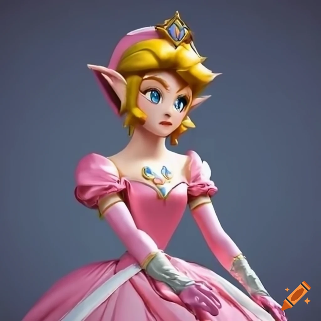 Link in Princess Peach's ballgown cosplay