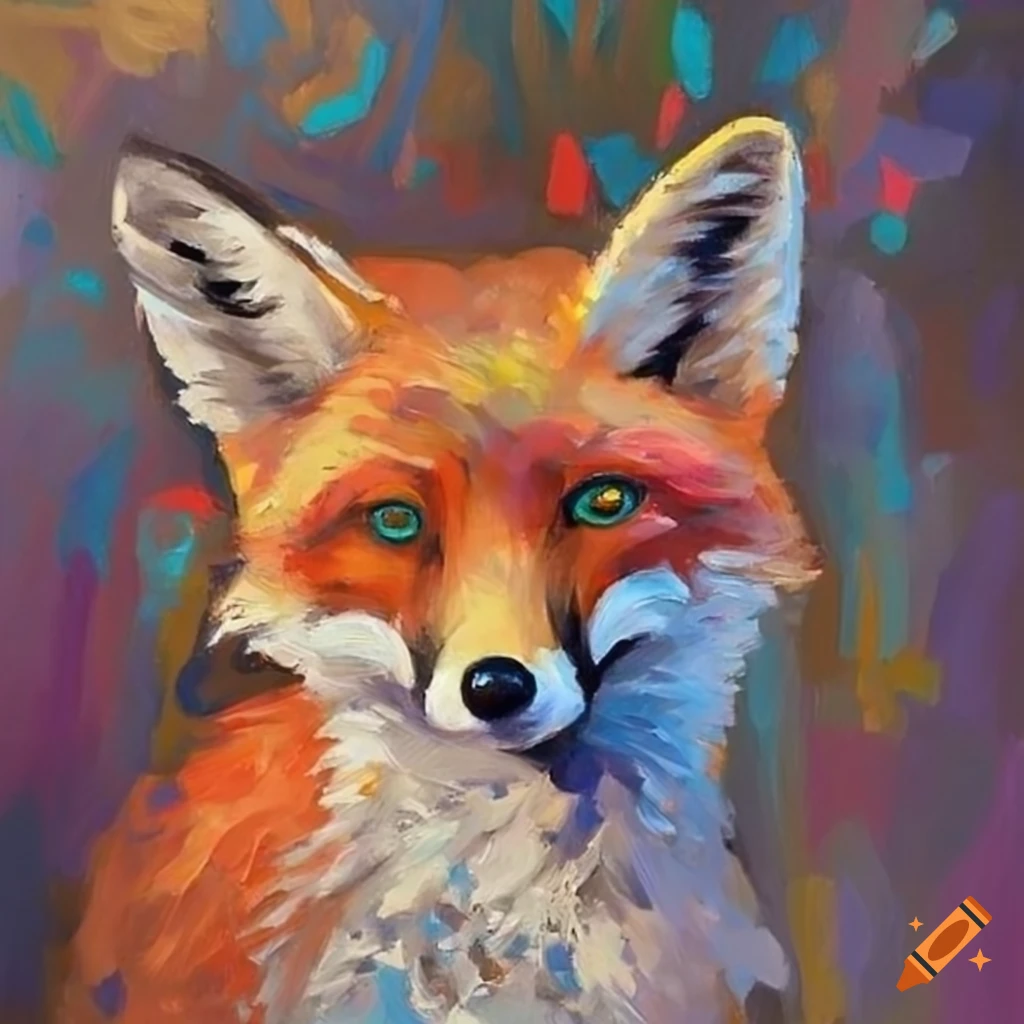 abstract impressionist painting of a fox