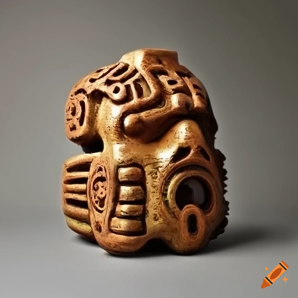 ceramic steampunk fossil with Chavín style