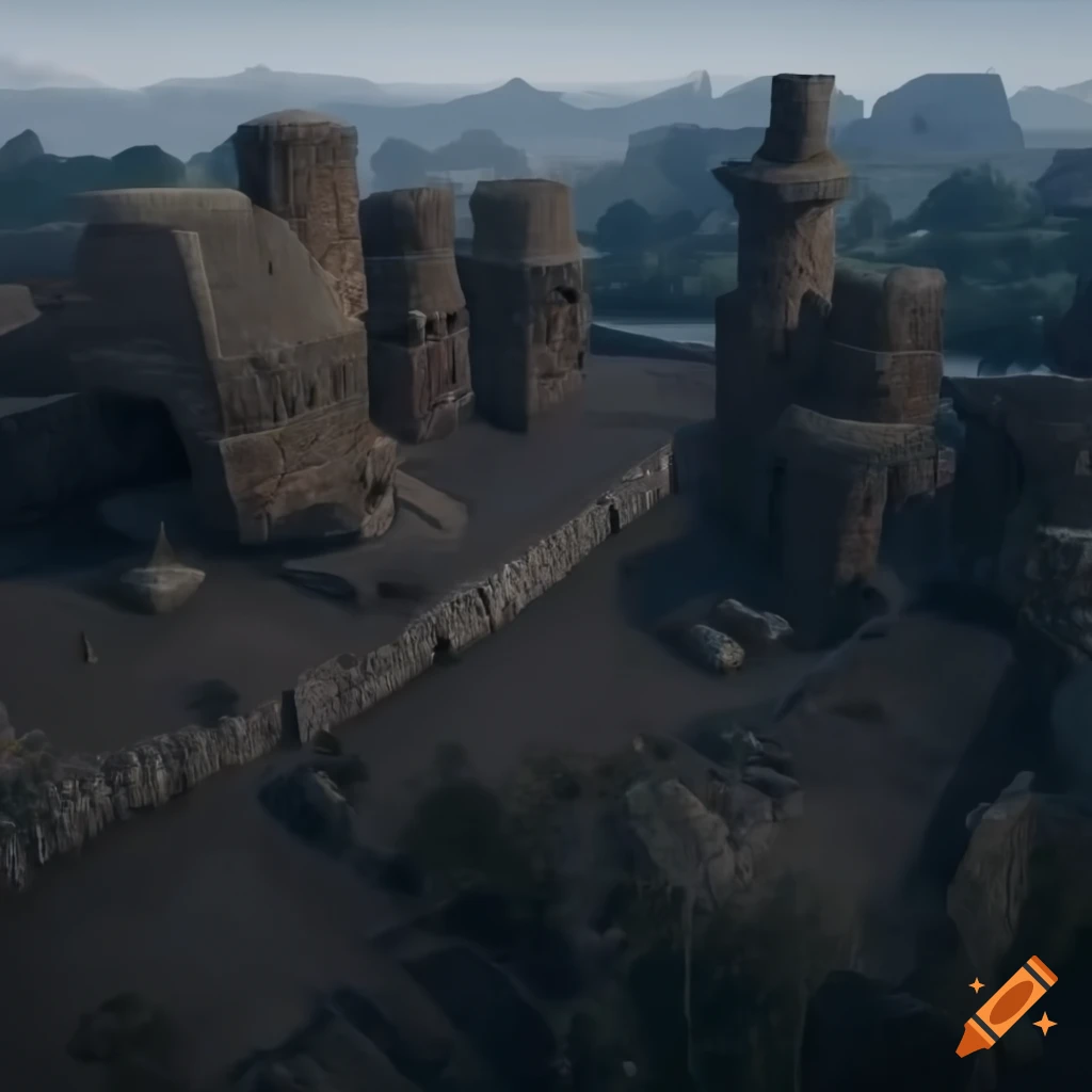 Aerial view of an etruscan-hittite city