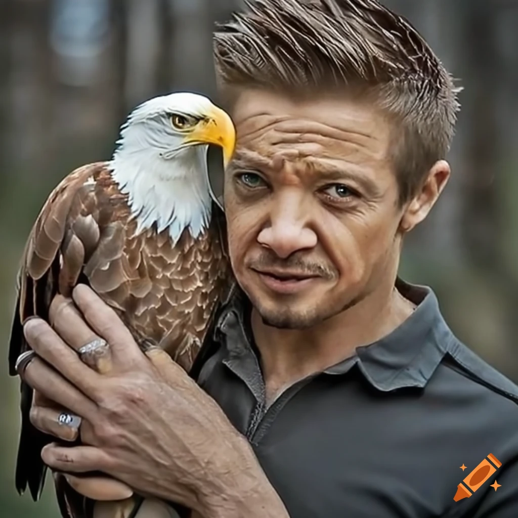 Jeremy renner with a bald eagle on Craiyon