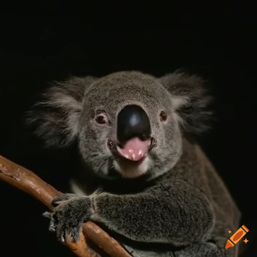 nighttime trail cam footage of a wild koala