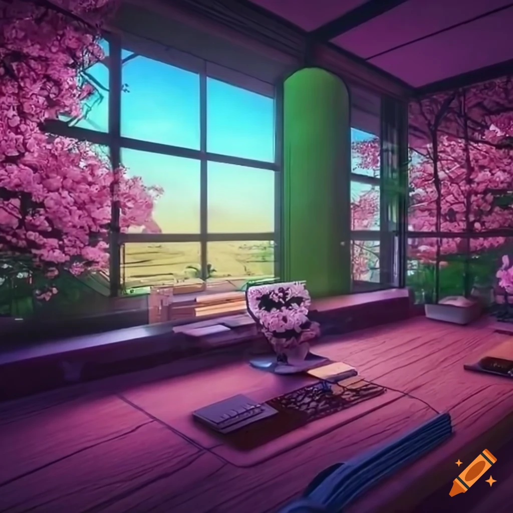 computer-desk-in-a-tatami-room-with-a-view-of-a-cherry-blossom-garden