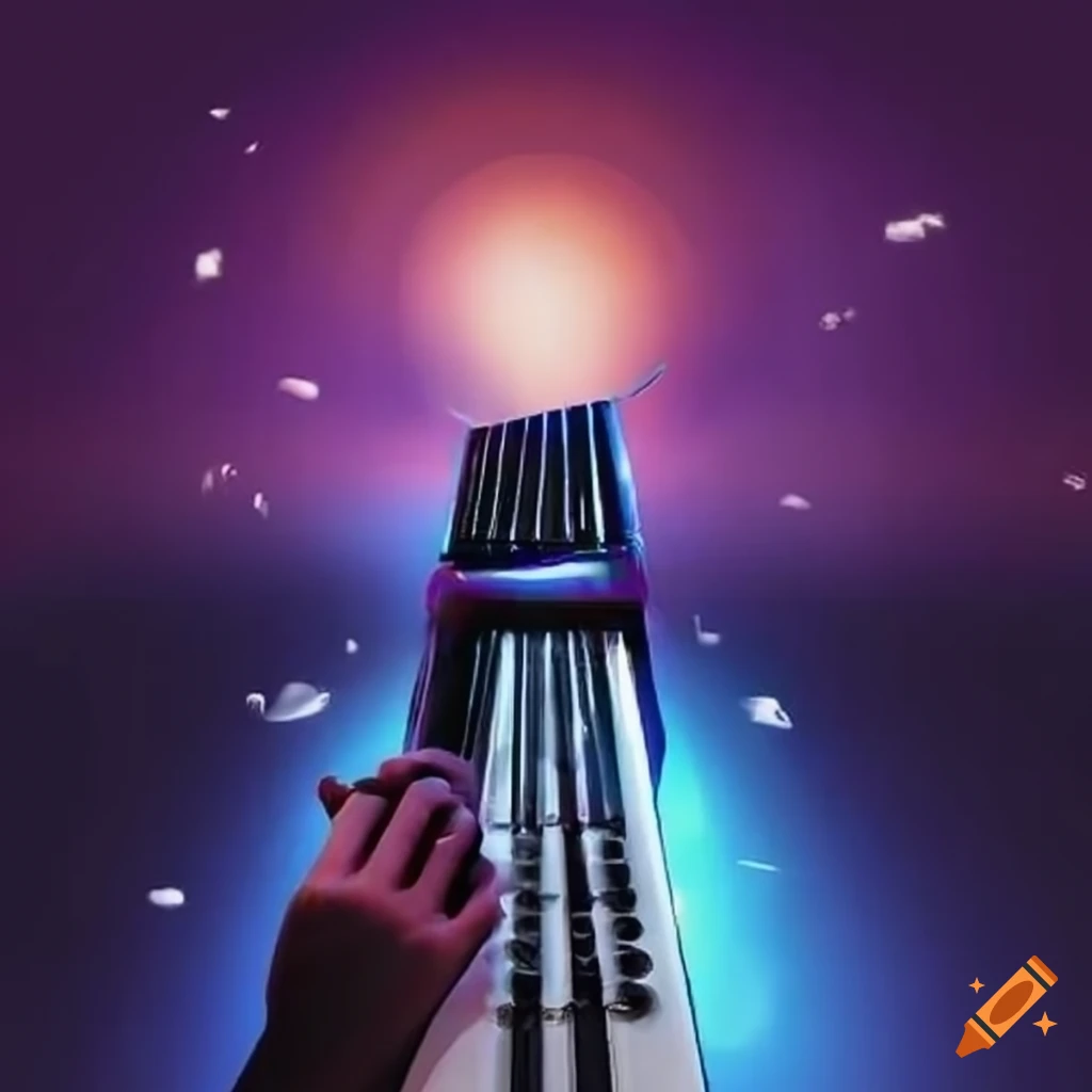 keyboard player in a celestial setting