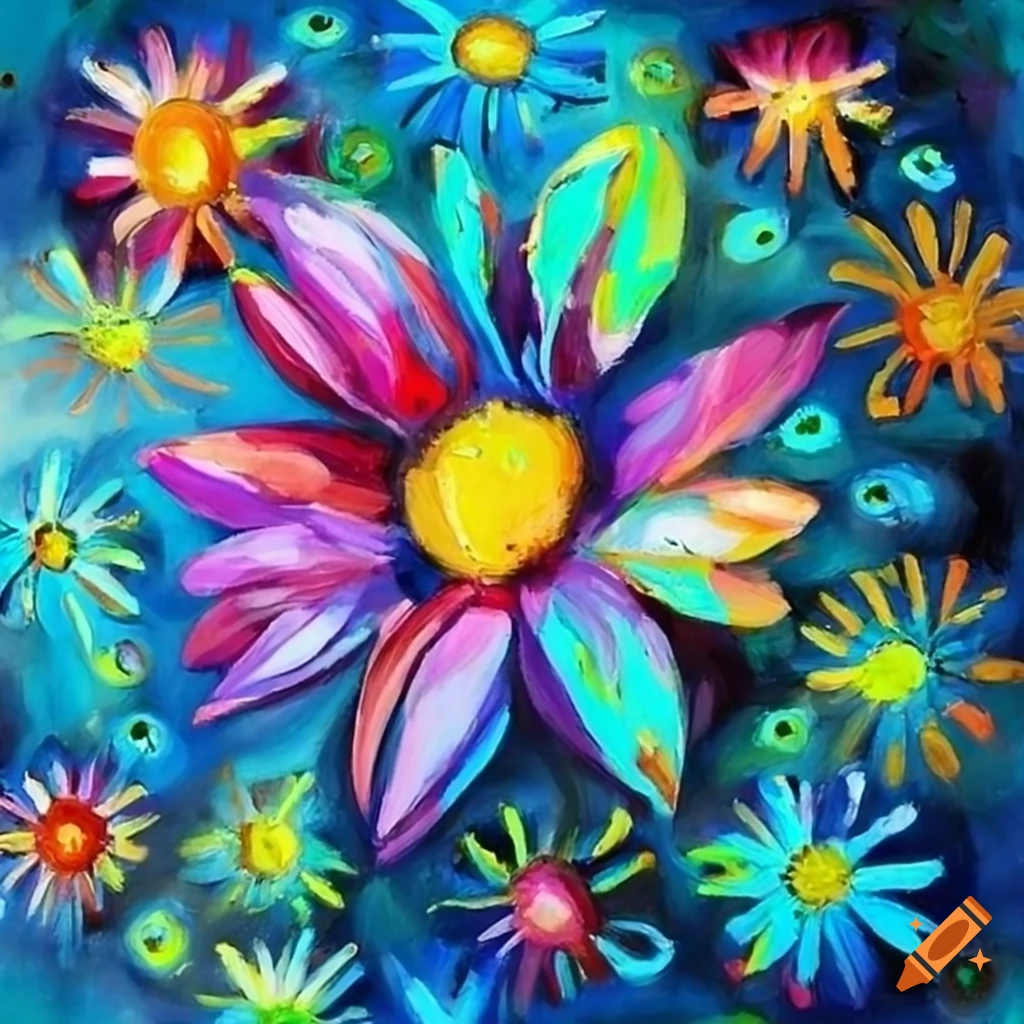 Colorful Daisy Painting
