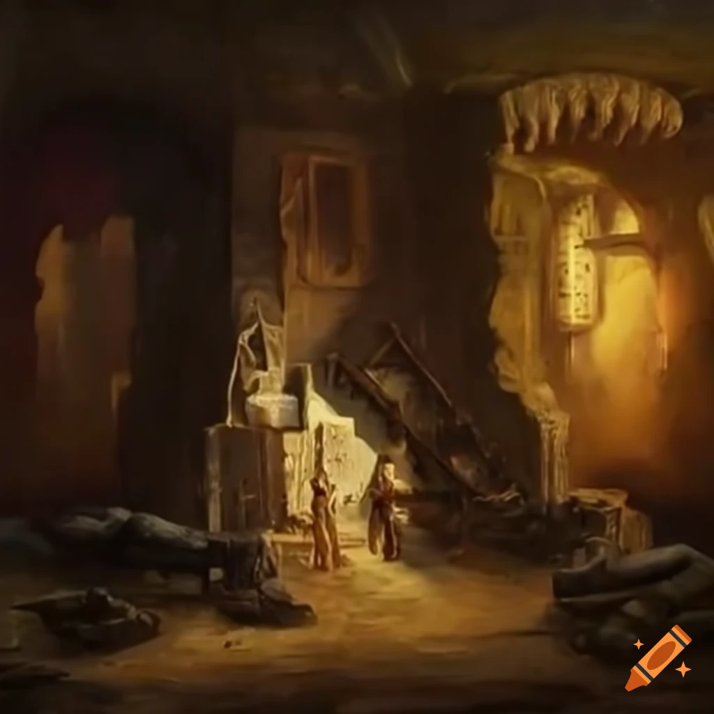 Illustration of a mysterious dungeon on Craiyon