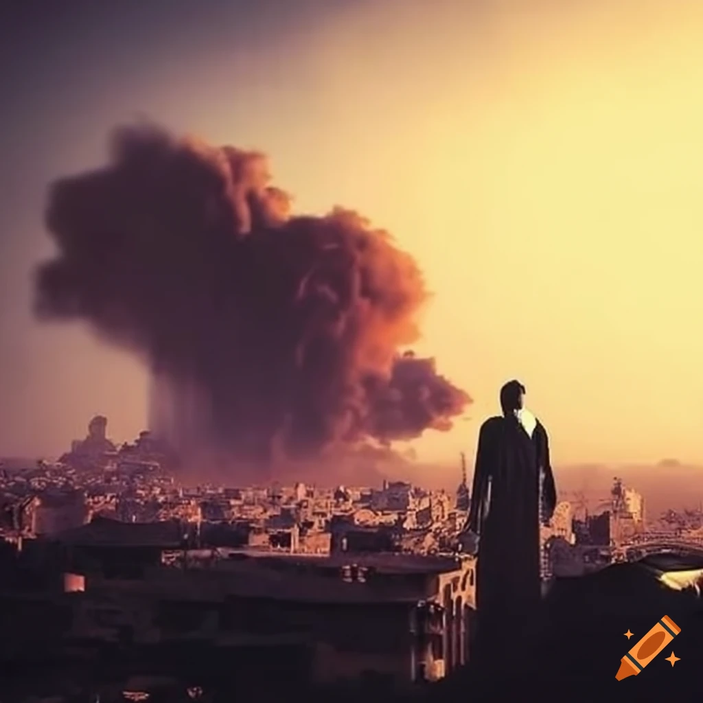 depiction of the bombing and liberation of Gaza City