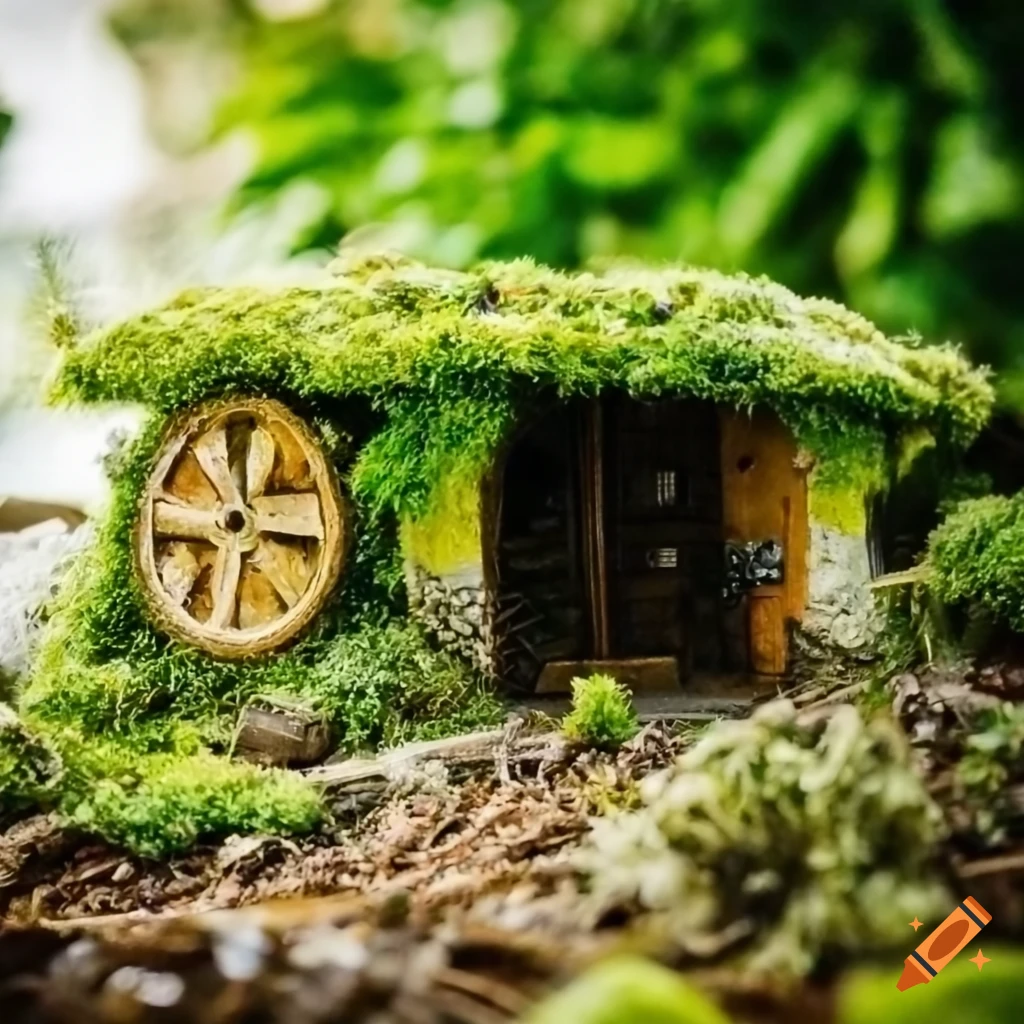 Moss fairy house in a living room interior