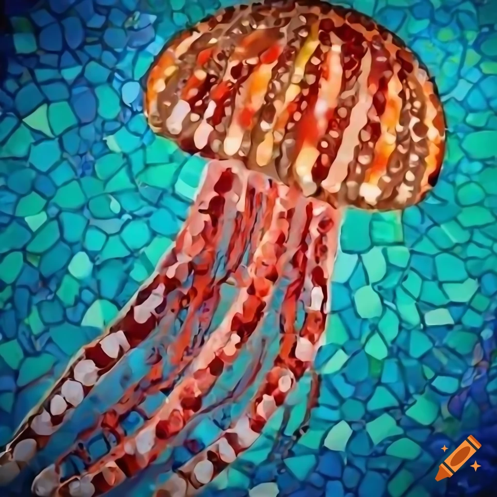Mosaic style jellyfish artwork on Craiyon