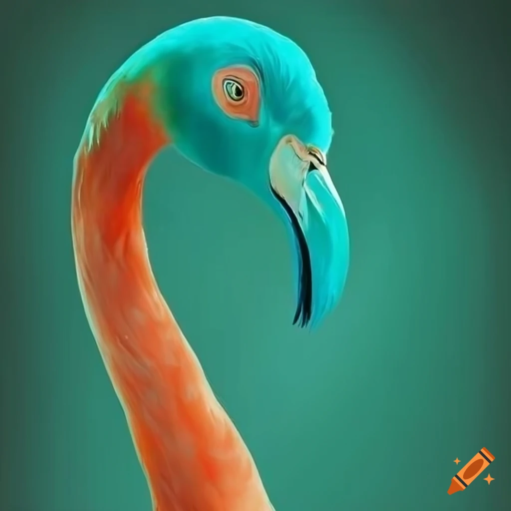 artistic depiction of a colorful flamingo