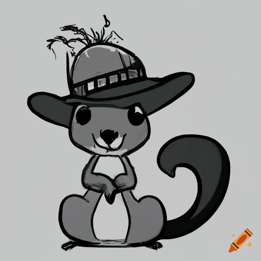 outline of a squirrel wearing a garden hat