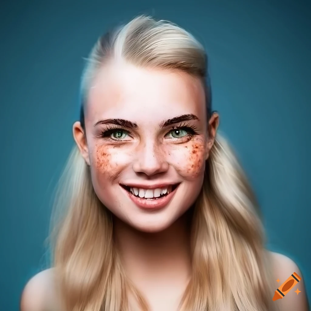 beautiful woman with freckles and blonde hair
