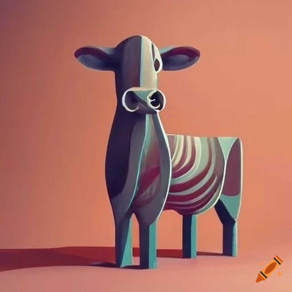 wooden cow sculpture