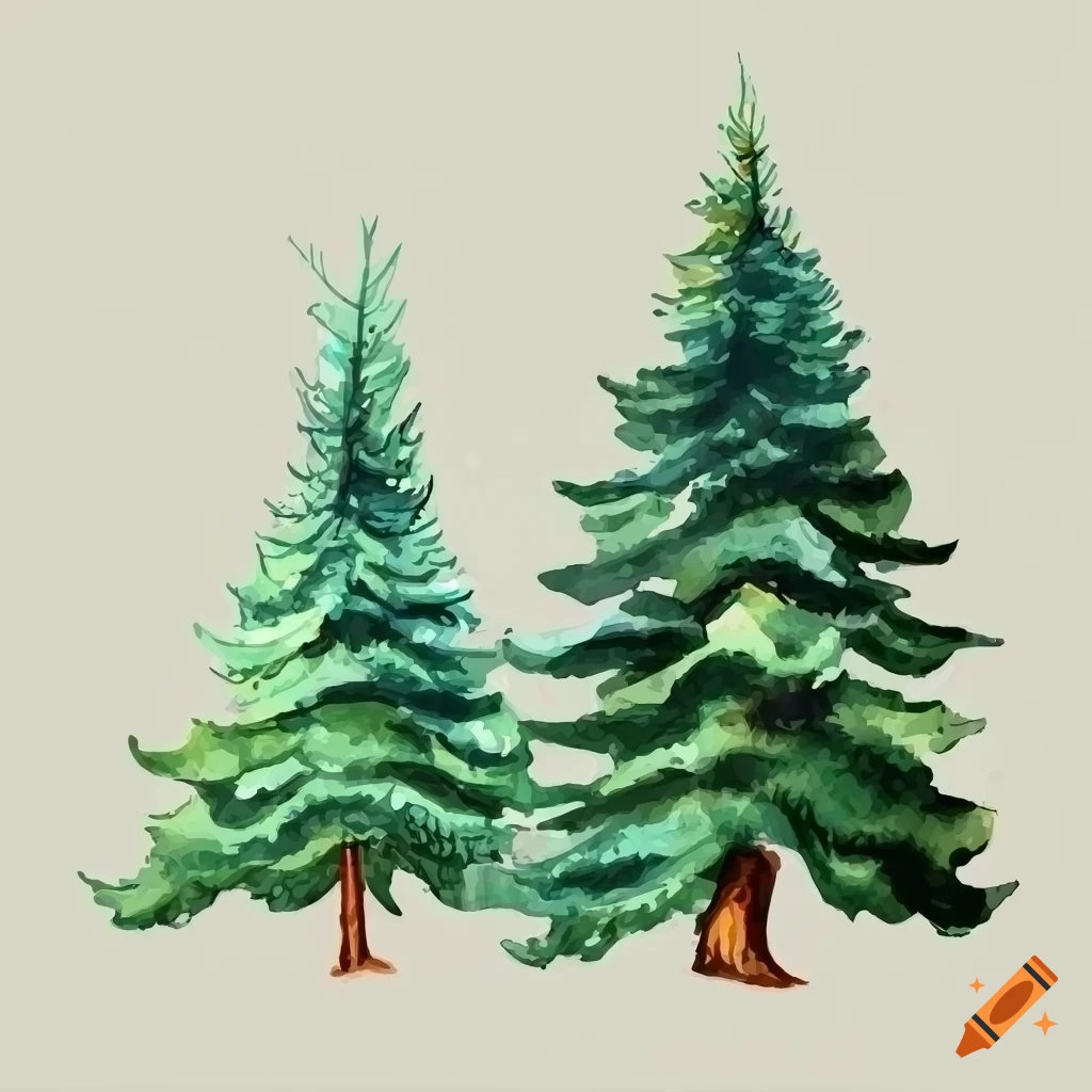 vector illustration of pine trees on a white background
