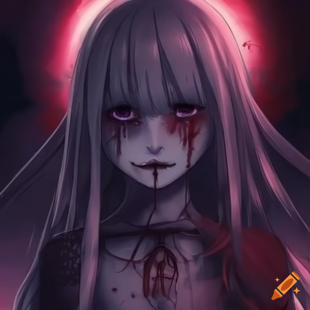 Creepy Dark Anime Girl with Skulls | Poster