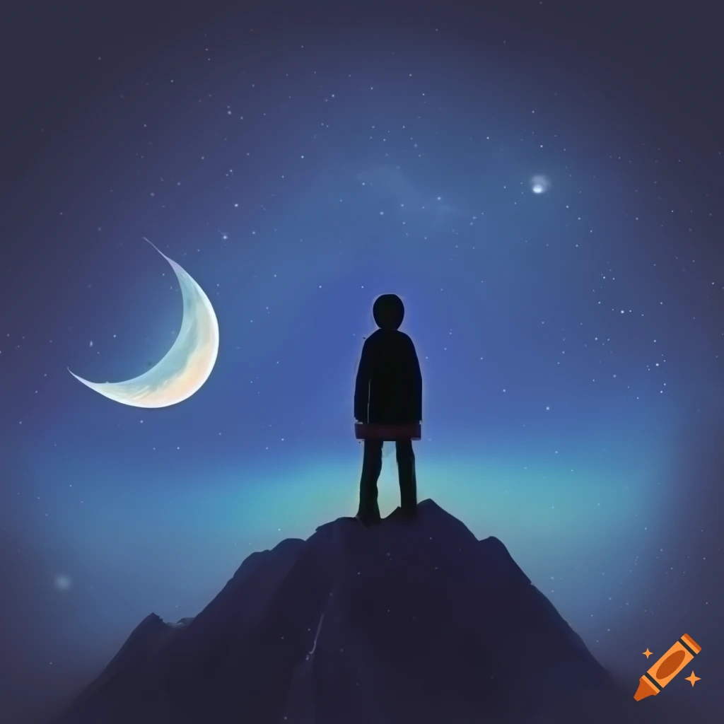 teenager standing on a mountain peak