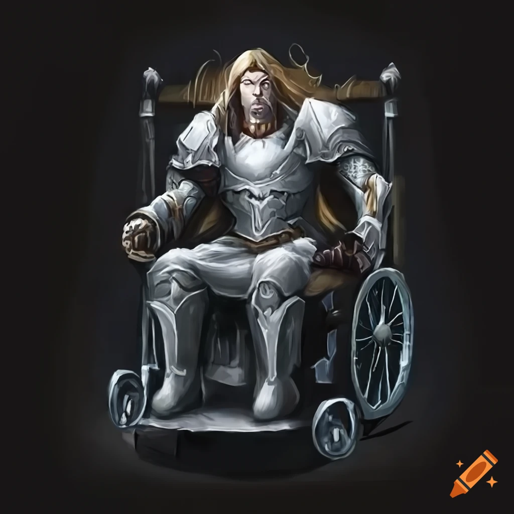 cosplay of a wheelchair-bound Warcraft paladin