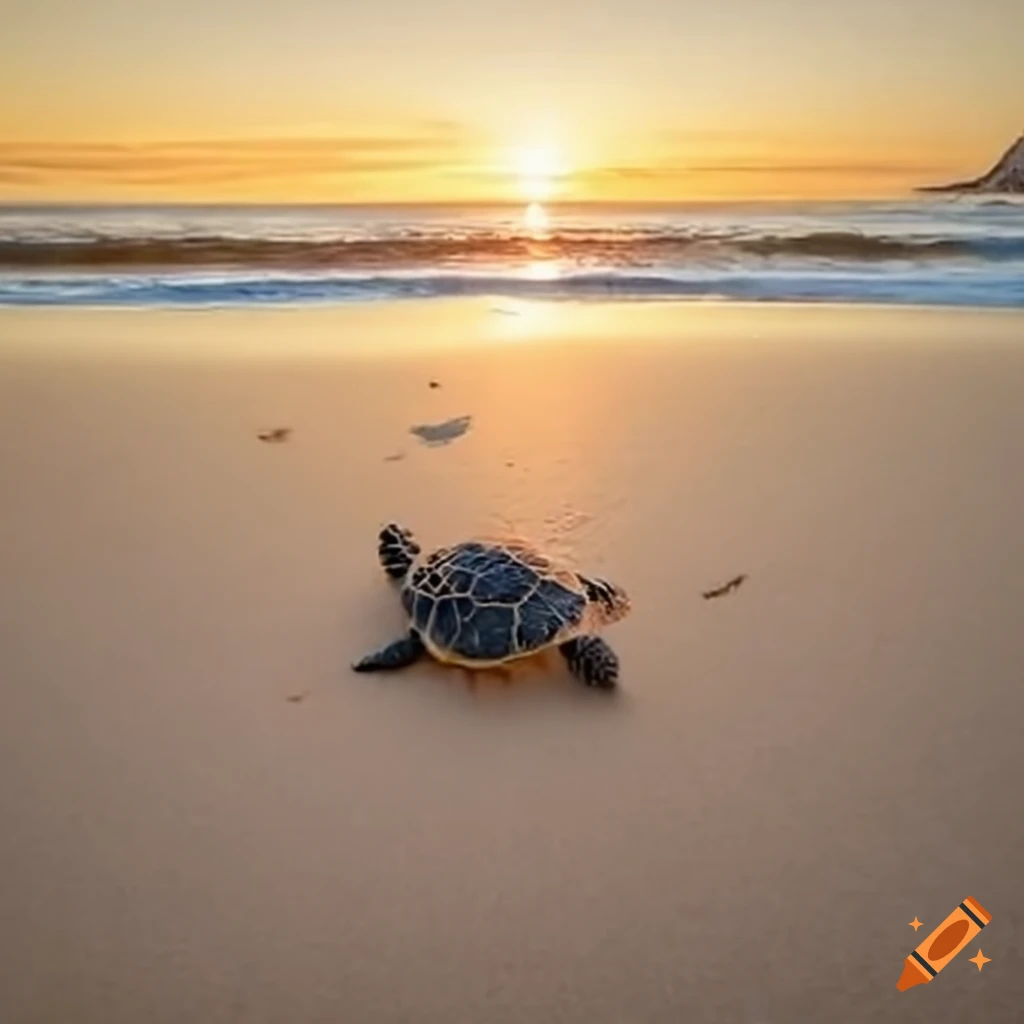 turtle basking in the sun on the beach
