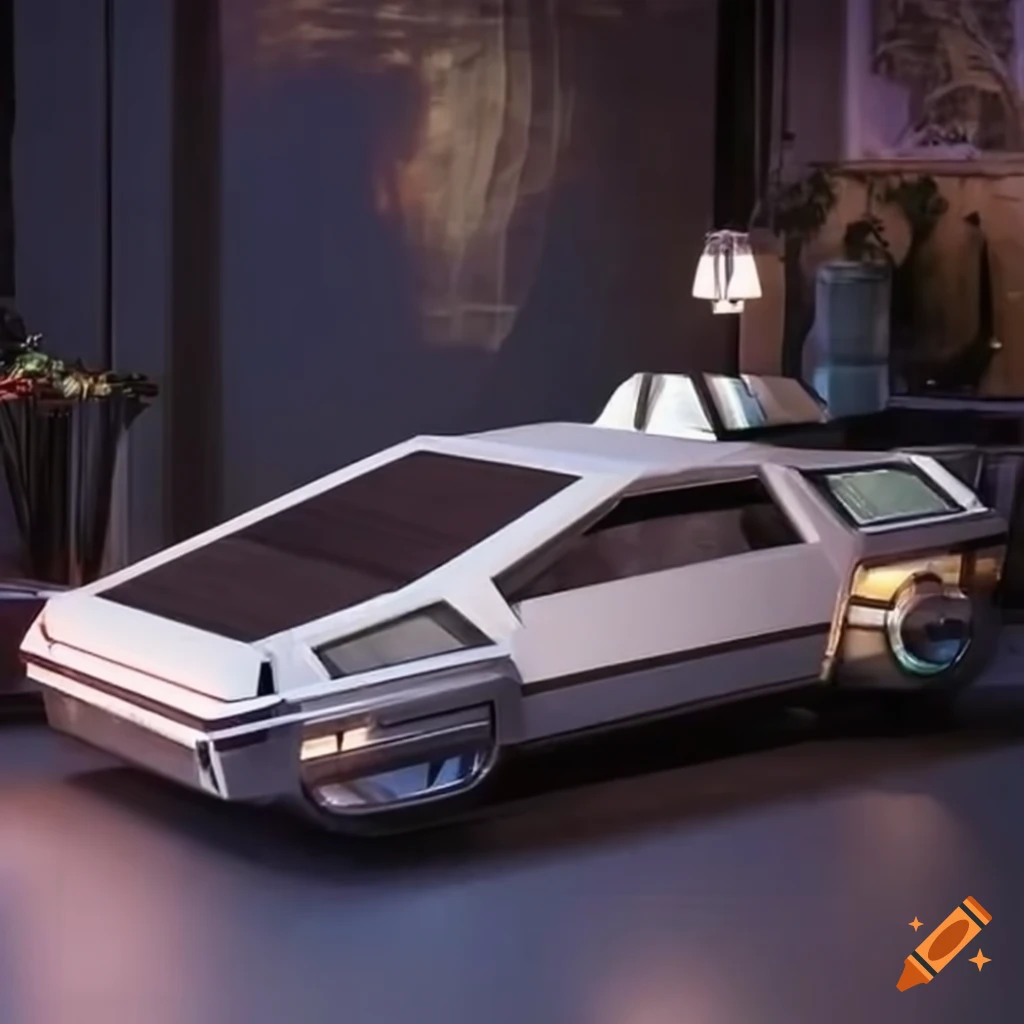 Futuristic delorean time machine with atom punk design