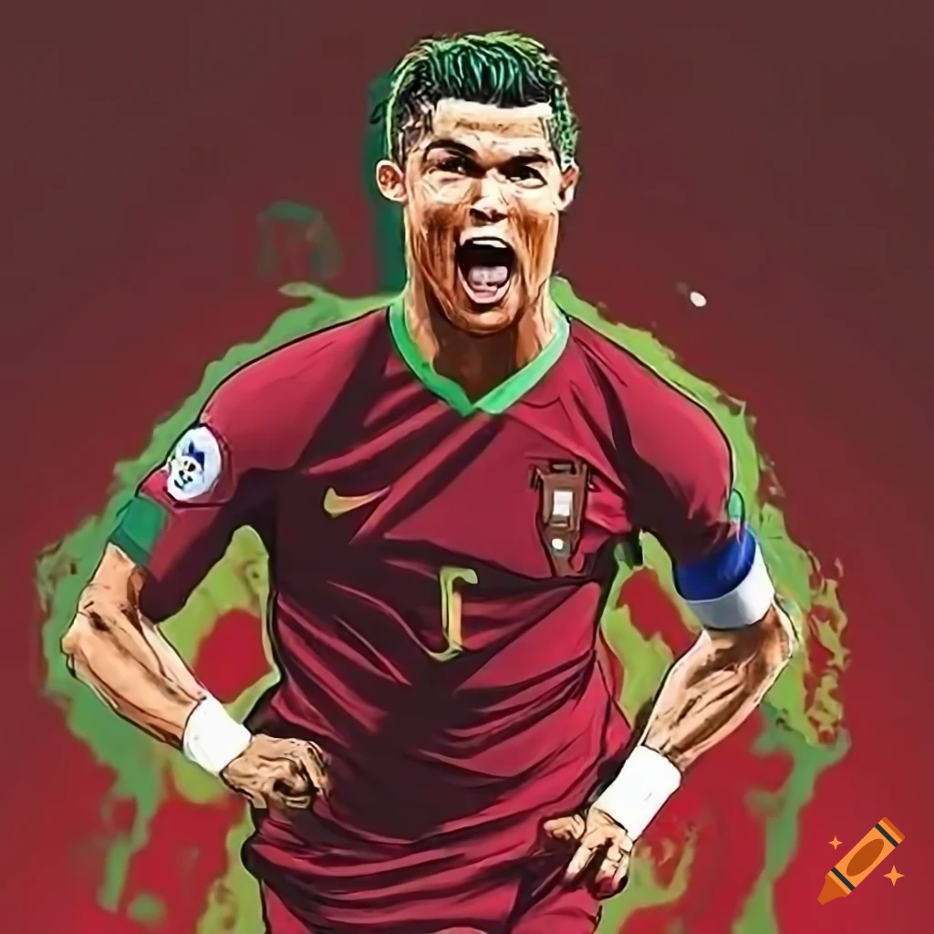 illustration of Cristiano Ronaldo scoring a goal in a thrilling match