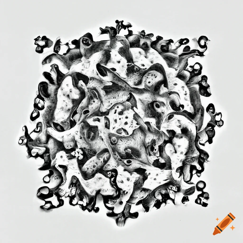 black and white frog artwork