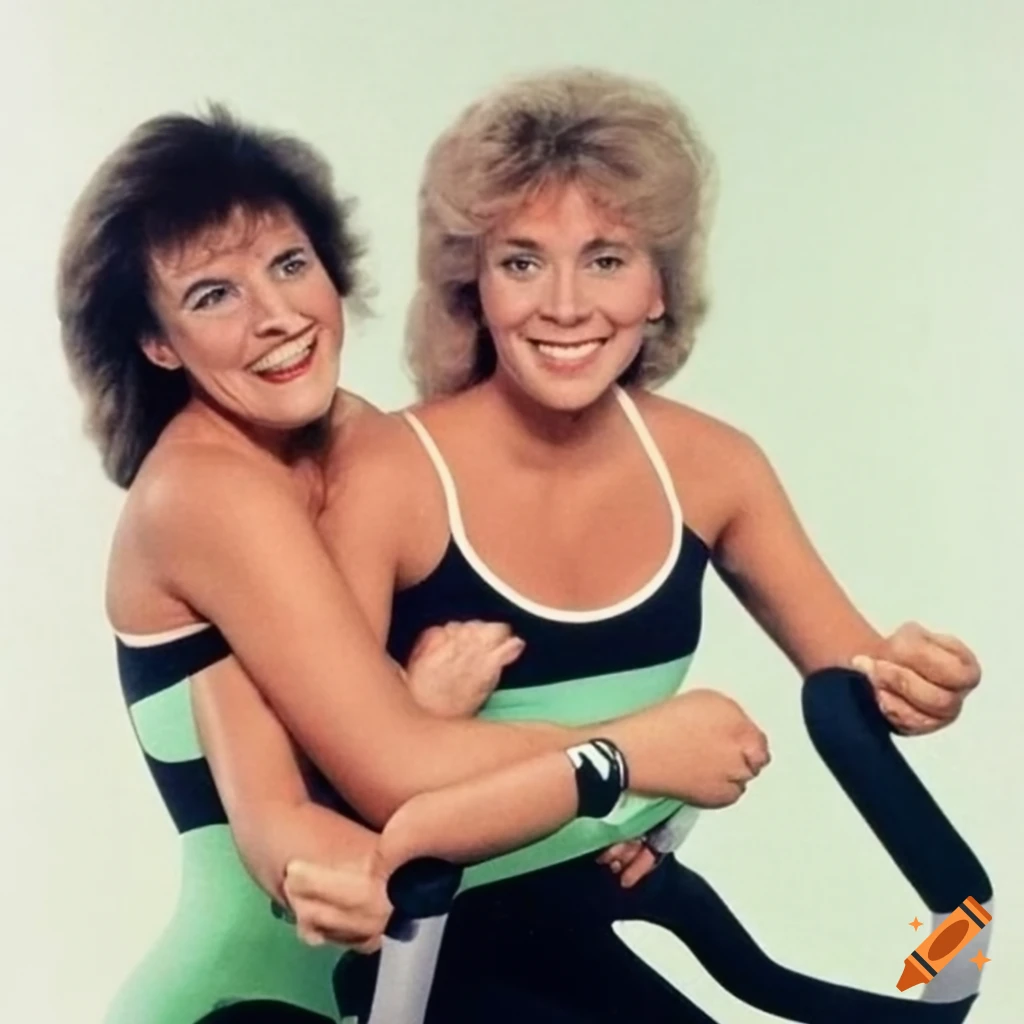 two women exercising on a bike together