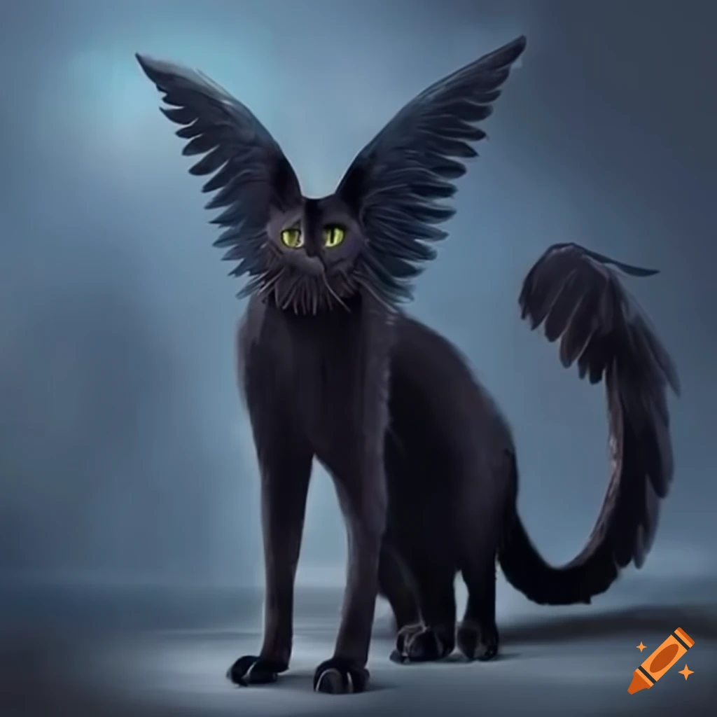 Image of a winged black cat