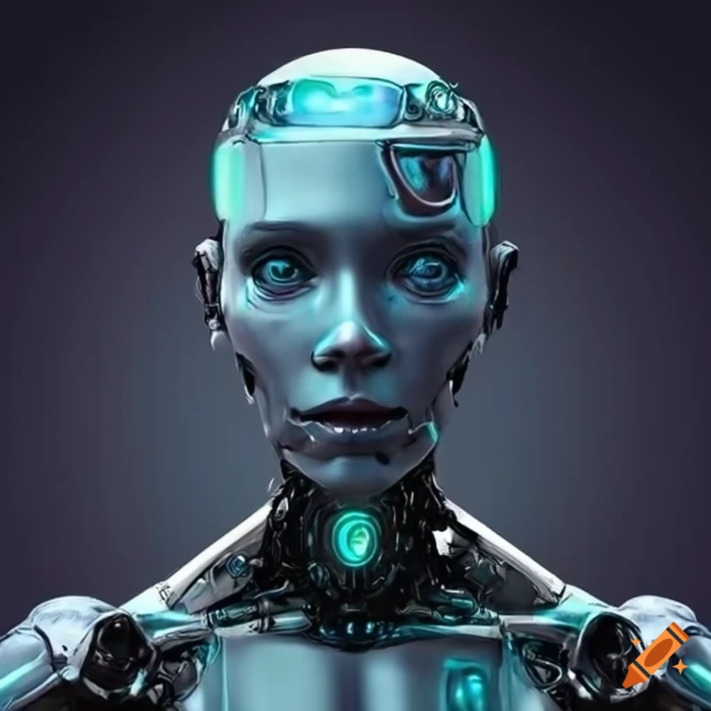 futuristic half-human half-robot illustration