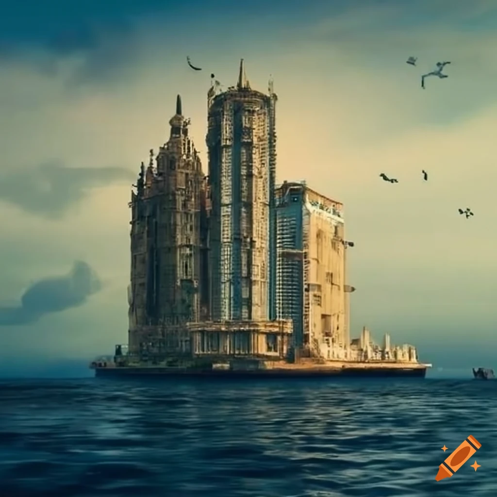 steampunk depiction of futuristic Havana Malecon buildings