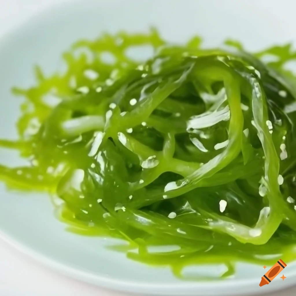 seaweed salad on a white background