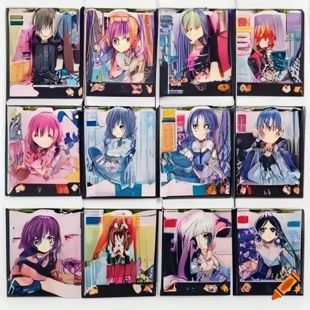 display of vibrant anime trading cards