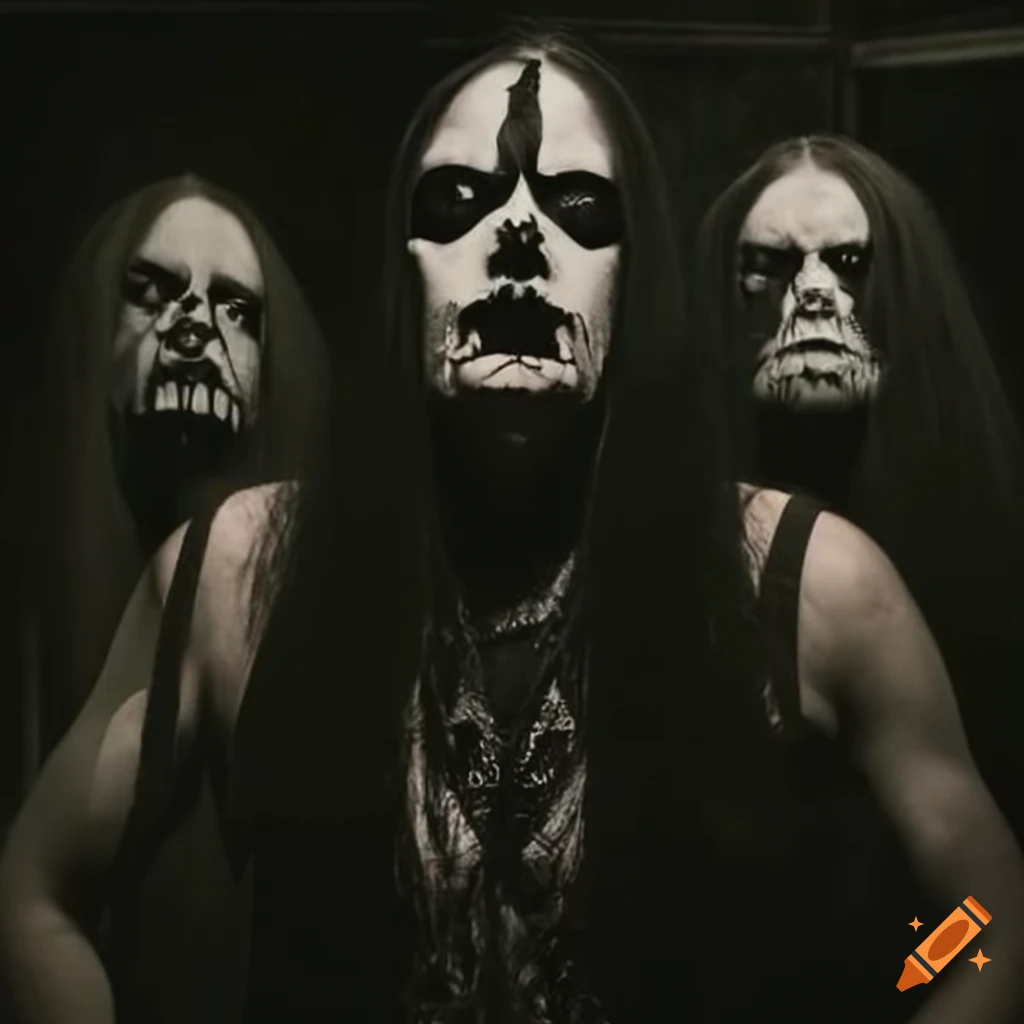 old photo of a black metal band in a haunted house