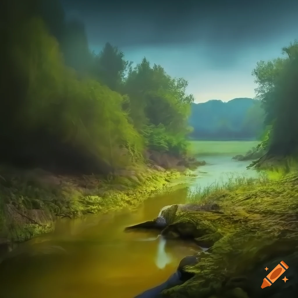 photorealistic-depiction-of-a-glade-with-a-streamlet-and-beaver-cave-on