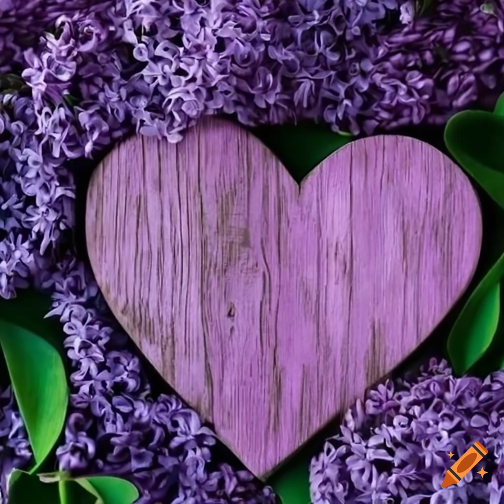 wooden hearts with lilac flowers