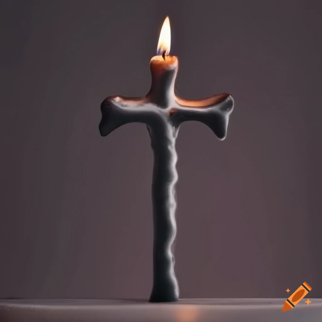 gothic candle in the shape of a cross