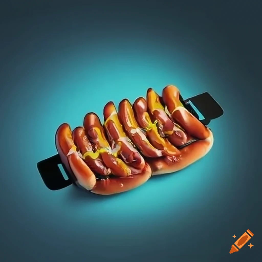 hot dog grill with a retro synth-wave theme