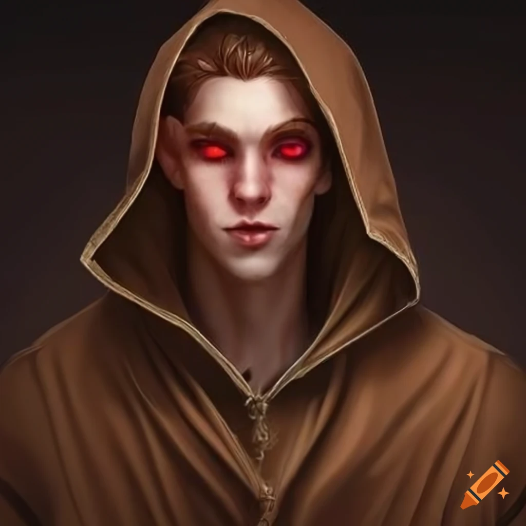 Art Of A Male Elf With Red Eyes In A Hooded Cloak On Craiyon 1086